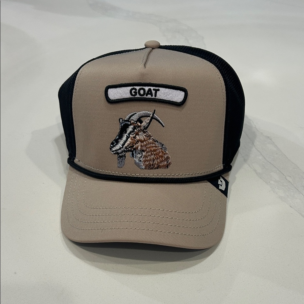 NWT Goorin GOAT Tan and Black Trucker Hat